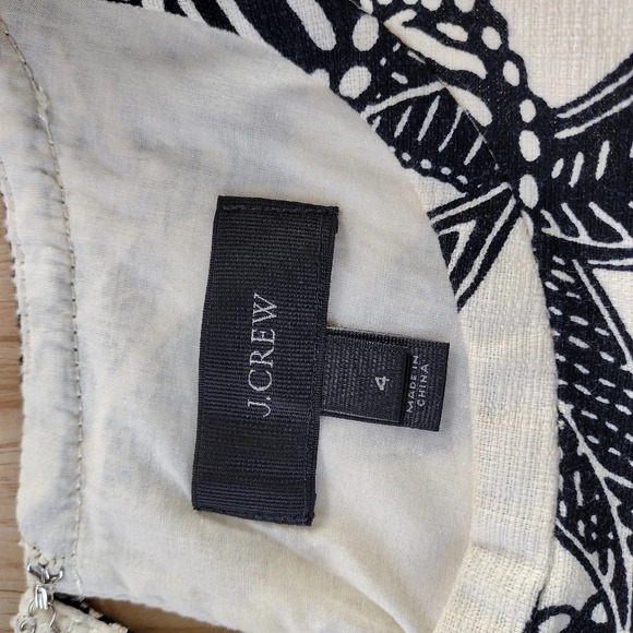 J Crew Cream Beige Black Polynesian Floral Print Fit &  FlateCutout Back Dress 4 - Picture 5 of 9